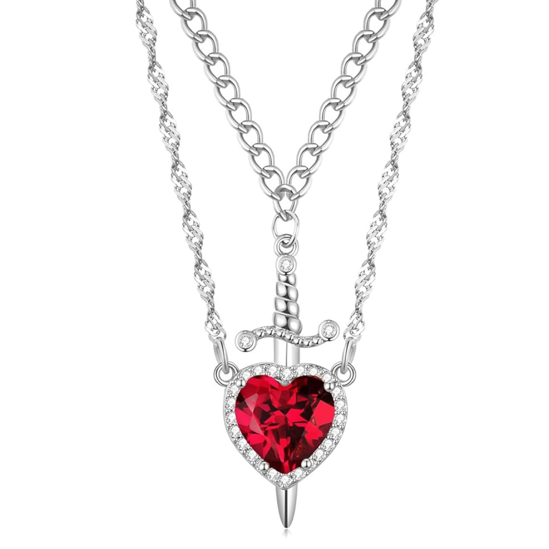 Collar corazón espada para parejas