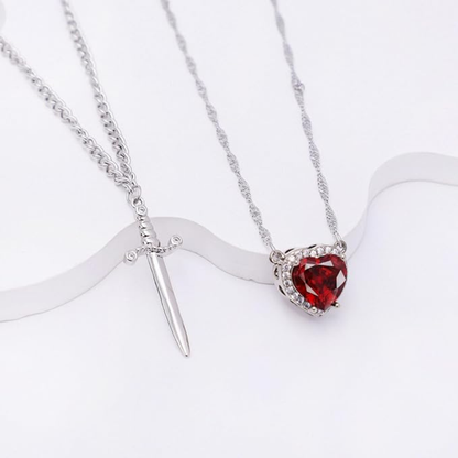 Collar corazón espada para parejas